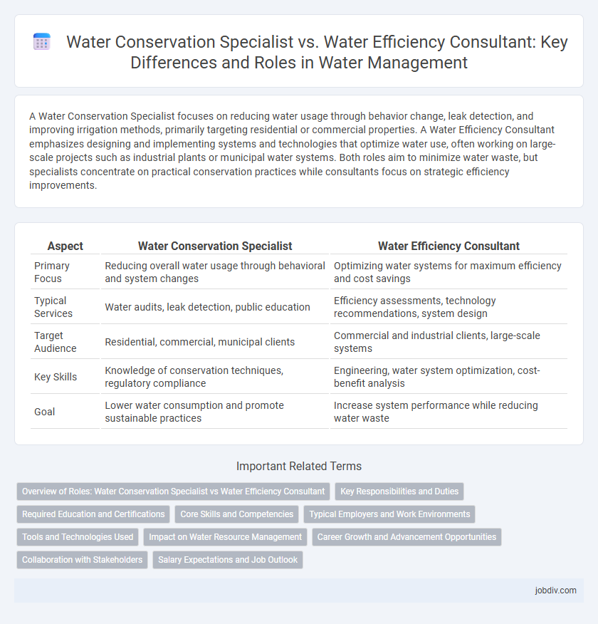 Water Conservation Specialist vs. Water Efficiency Consultant: Key Differences and Roles in Water Management