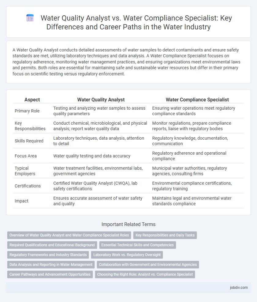 Water Quality Analyst vs. Water Compliance Specialist: Key Differences and Career Paths in the Water Industry