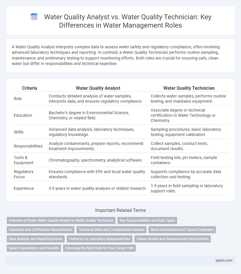 Water Quality Analyst vs. Water Quality Technician: Key Differences in Water Management Roles