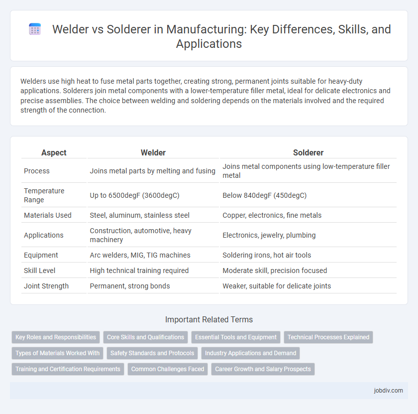 Welder vs Solderer in Manufacturing: Key Differences, Skills, and Applications