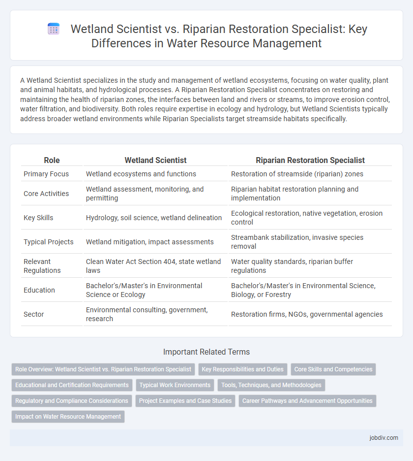Wetland Scientist vs. Riparian Restoration Specialist: Key Differences in Water Resource Management